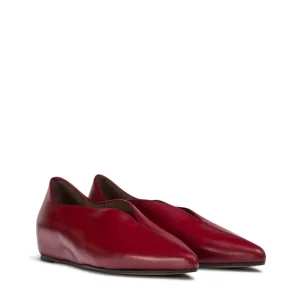 Bailarina cuña piel rojo | WONDERS Discount