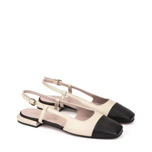 Bailarina plana bicolor piel beige | PEDRO MIRALLES Online