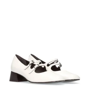 Bailarina retro piel efecto charol blanco | JONI Sale