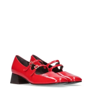 Bailarina retro piel efecto charol rojo | JONI Hot