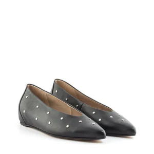 Bailarina tachas cuña piel negro | WONDERS Hot