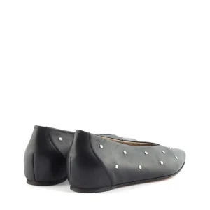 Bailarina tachas cuña piel negro | WONDERS Hot