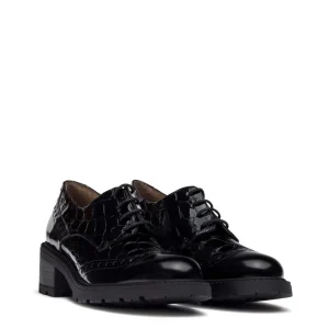 Blucher picados piel charol coco negro | WONDERS Discount