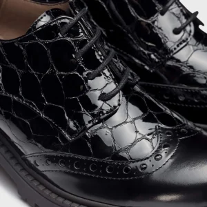 Blucher picados piel charol coco negro | WONDERS Discount