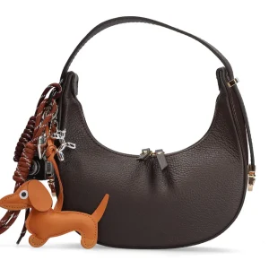 Bolso baguette multi charm piel marrón | MADE IN ITALY Clearance