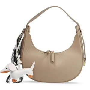 Bolso baguette multi charm piel taupe | MADE IN ITALY Outlet
