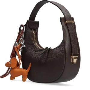 Bolso baguette multi charm piel marrón | MADE IN ITALY Clearance