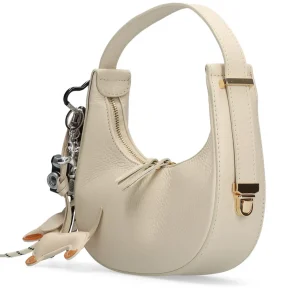 Bolso baguette multi charm piel beige | MADE IN ITALY Discount