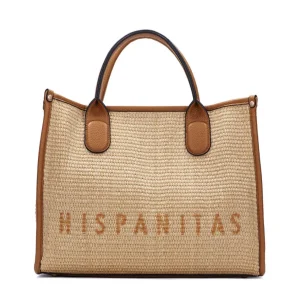 Bolso shopper rafia natural cuero | HISPANITAS Clearance