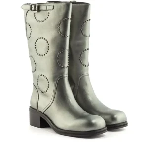 Bota adorno tachuelas piel metalizada plata | BRUNO PREMI Hot
