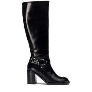 Bota alta anilla piel negro | WONDERS Hot