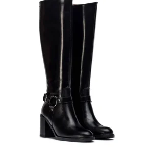 Bota alta anilla piel negro | WONDERS Hot