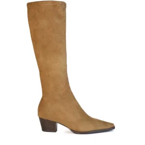 Bota alta básic tejido elástico cuero | MISS ELASTIC Online