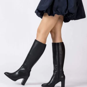 Bota alta tacón piel negro | WONDERS Online