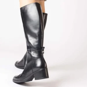 Bota basic caña ancha piel negro | WONDERS Online