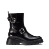Botín biker doble hebilla piel negro | WONDERS Discount