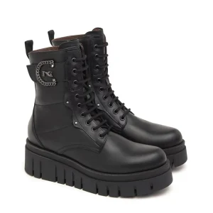 Botín combat piel negro | NEROGIARDINI Sale