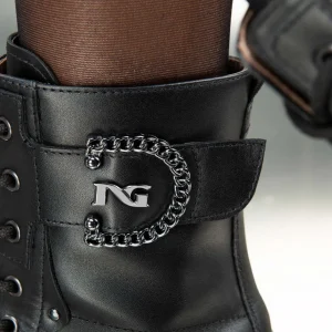 Botín combat piel negro | NEROGIARDINI Sale