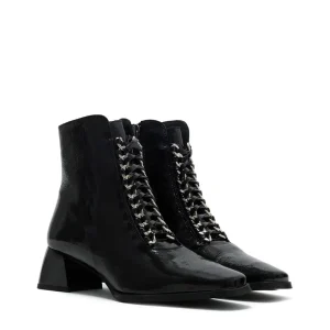 Botín cordones charol negro | DANSI Outlet