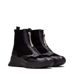Botín deportivo cremallera piel negro | HISPANITAS Fashion