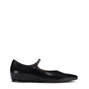 Merceditas cuña piel negro | WONDERS Clearance