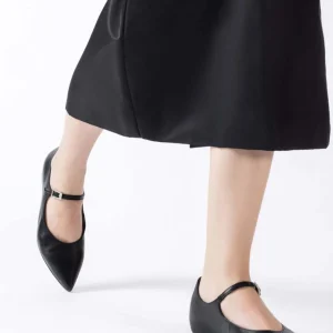Merceditas cuña piel negro | WONDERS Clearance