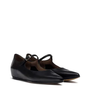 Merceditas cuña piel negro | WONDERS Clearance