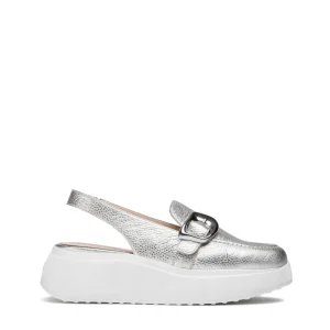 Mocasín sport destalonado piel metalizada plata | WONDERS Sale