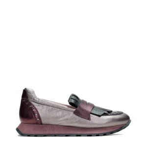 Mocasín sport flecos piel metalizada plomo | HISPANITAS Sale
