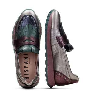 Mocasín sport flecos piel metalizada plomo | HISPANITAS Sale