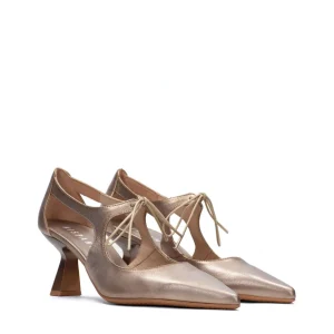 Salón cordones piel metalizada cava | HISPANITAS Discount