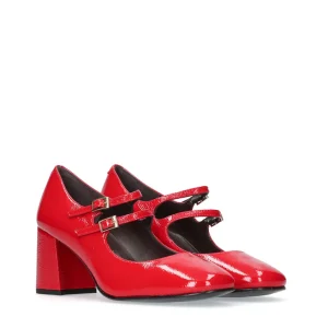 Salón retro Mary Jane piel charol rojo | JONI Fashion