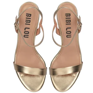 Sandalia minimal piel metalizada platino | BIBI LOU Online