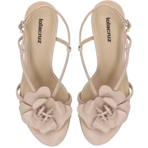 Sandalia tacón flor piel nude | LOLA CRUZ Sale