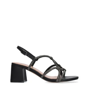 Sandalia tacón strass piel negro | BIBI LOU Outlet